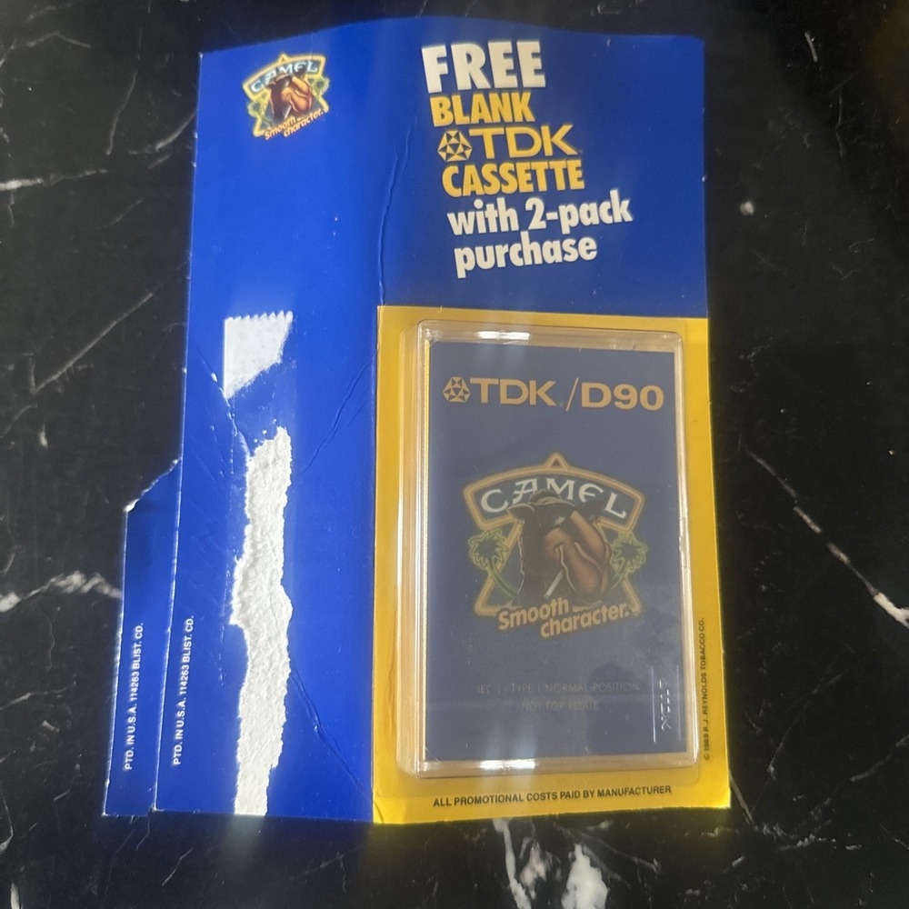 NEW! SEALED TDK D 90 Camel cassette blank tape  ON ORIGINAL CARD! 1989 JOE